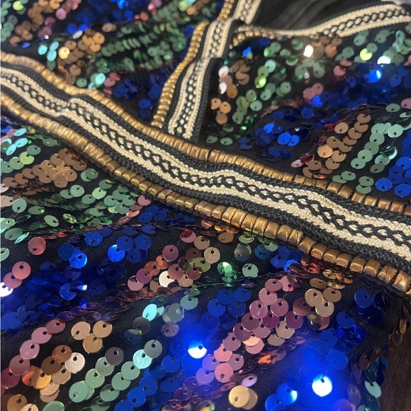 Minuet Petite Multicolor Sequin Long Sleeve Dress - Picture 8 of 11